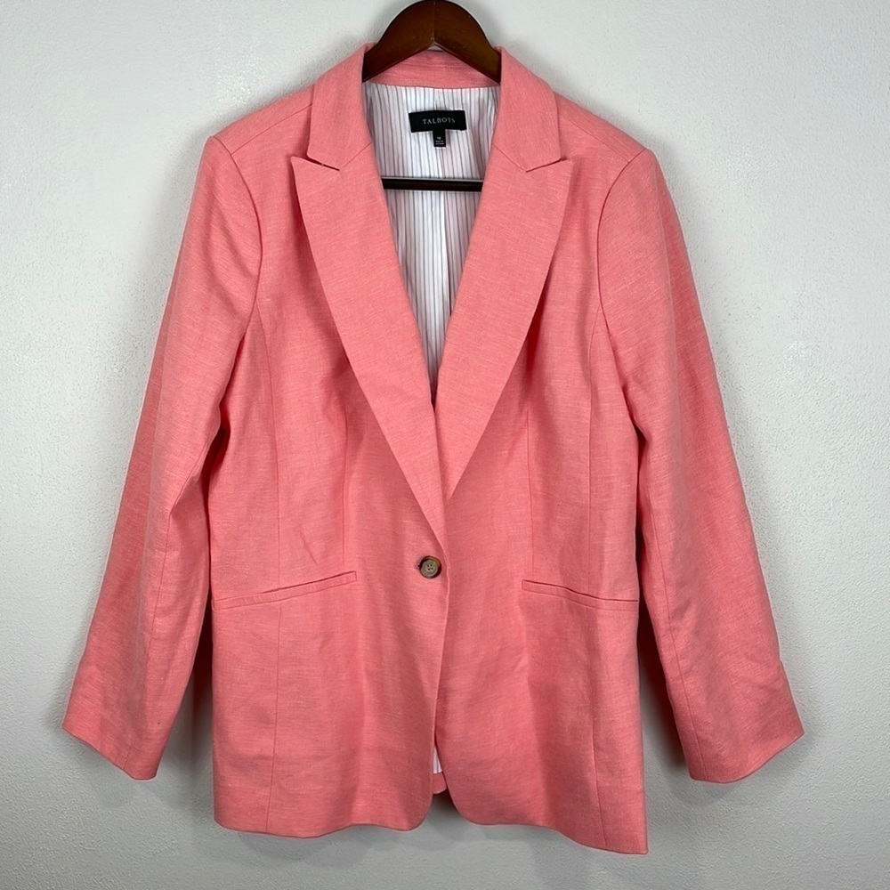 TALBOTS Sharkskin Linen Blend Blazer - Picture 2 of 11